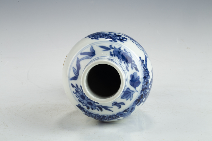 古玩陶瓷清晚·青花富貴白頭紋雞腿瓶一對真品鑒賞圖