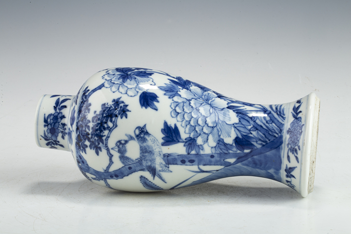 古玩陶瓷清晚·青花富貴白頭紋雞腿瓶一對真品鑒賞圖