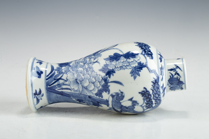 古玩陶瓷清晚·青花富貴白頭紋雞腿瓶一對真品鑒賞圖