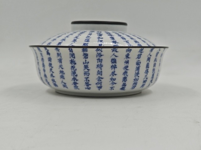 古玩陶瓷文字青花蓋碗真品鑒賞圖