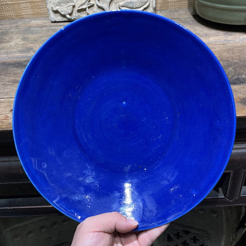 古玩陶瓷藍釉盤真品鑒賞圖