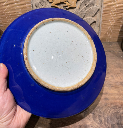 古玩陶瓷藍釉盤真品鑒賞圖