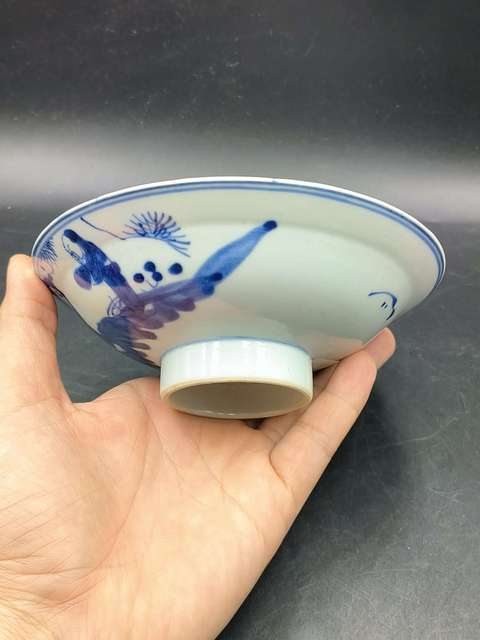 古玩陶瓷清晚期.青花三星高照折沿碗(福祿壽喜)拍賣，當前價格550元