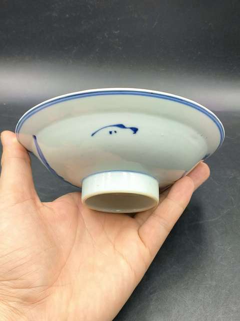 古玩陶瓷清晚期.青花三星高照折沿碗(福祿壽喜)拍賣，當前價格550元