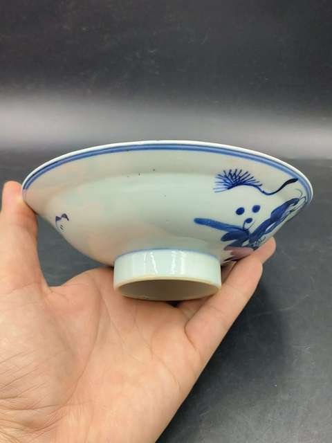 古玩陶瓷清晚期.青花三星高照折沿碗(福祿壽喜)拍賣，當前價格550元