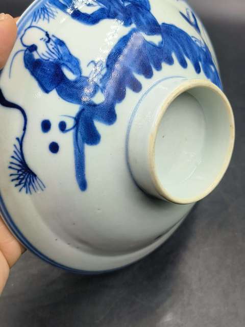 古玩陶瓷清晚期.青花三星高照折沿碗(福祿壽喜)拍賣，當前價格550元