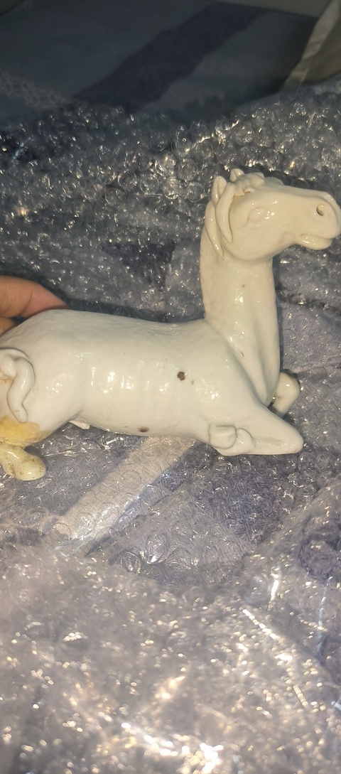 古玩陶瓷民國 白釉瓷塑馬真品鑒賞圖
