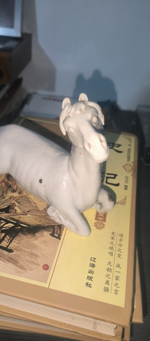 古玩陶瓷民國 白釉瓷塑馬真品鑒賞圖