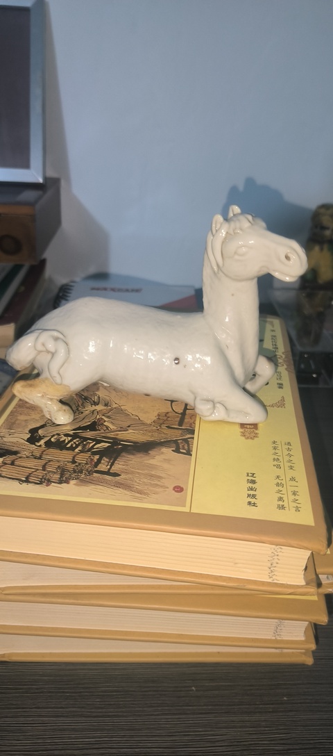 古玩陶瓷民國 白釉瓷塑馬真品鑒賞圖