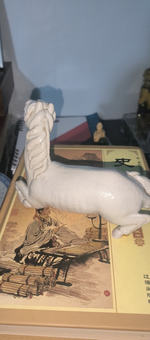 古玩陶瓷民國 白釉瓷塑馬真品鑒賞圖