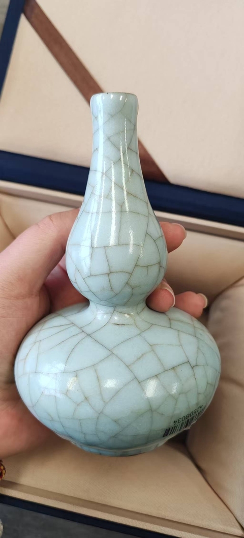 古玩陶瓷哥釉葫蘆真品鑒賞圖