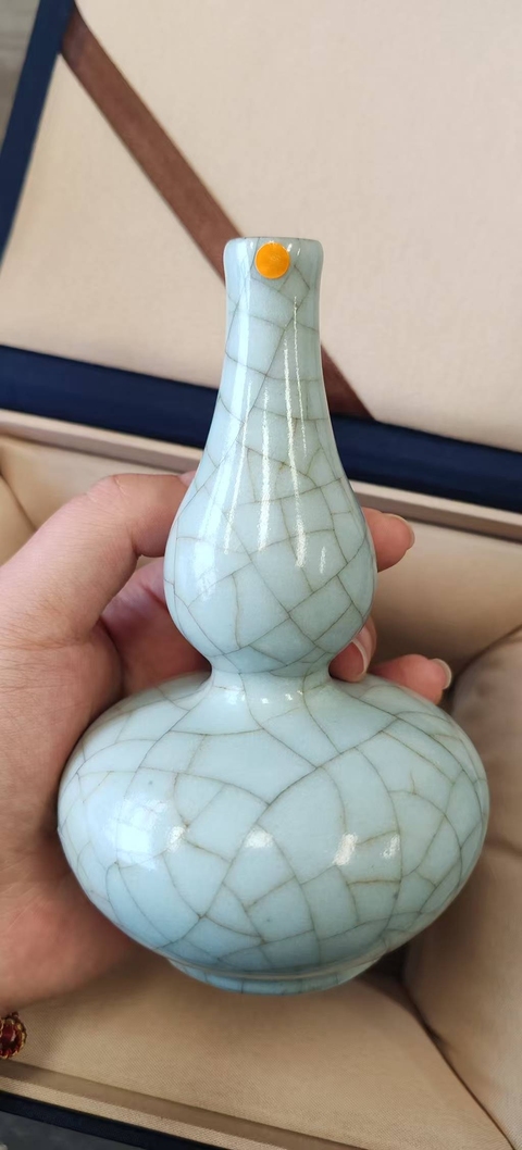 古玩陶瓷哥釉葫蘆真品鑒賞圖