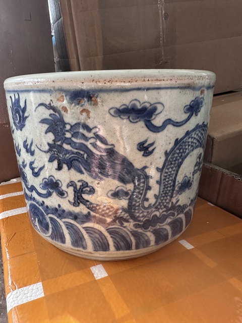 古玩陶瓷青花趕珠龍紋香爐拍賣，當前價格3500元