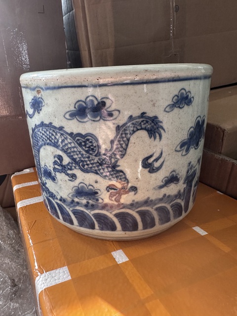 古玩陶瓷青花趕珠龍紋香爐拍賣，當前價格3500元