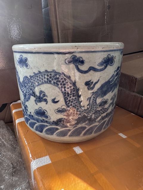 古玩陶瓷青花趕珠龍紋香爐拍賣，當前價格3500元