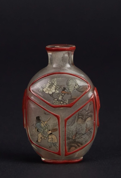 古玩雜項(xiàng)仿古套色料器內(nèi)畫鼻煙壺真品鑒賞圖