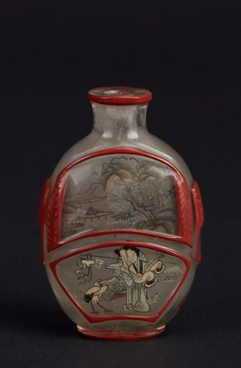 古玩雜項(xiàng)仿古套色料器內(nèi)畫鼻煙壺真品鑒賞圖