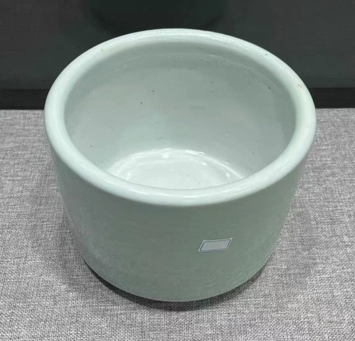 古玩陶瓷豆青釉暗刻花卉直筒爐真品鑒賞圖