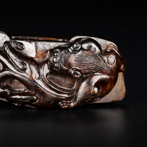 古玩玉器螭龍紋劍格真品鑒賞圖