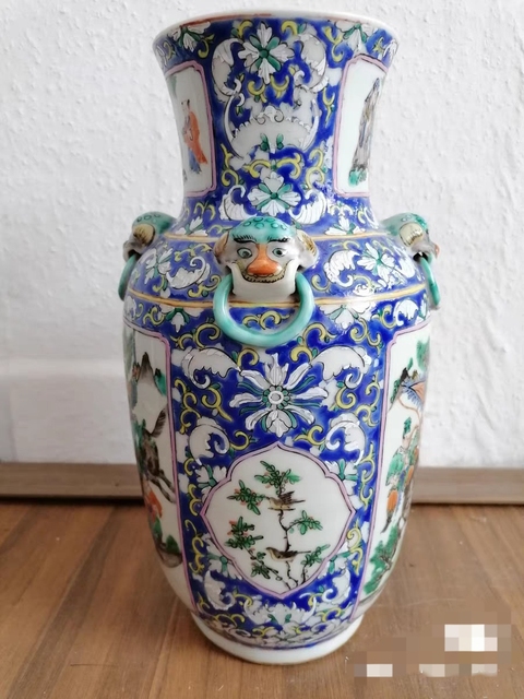 古玩陶瓷俯首銜環刀馬人物故事瓶真品鑒賞圖