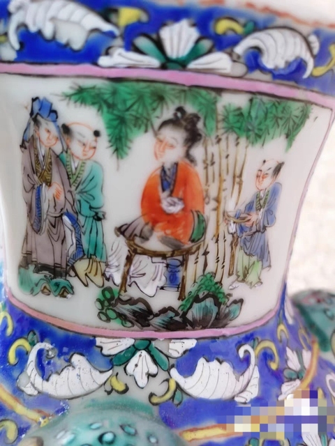 古玩陶瓷俯首銜環刀馬人物故事瓶真品鑒賞圖