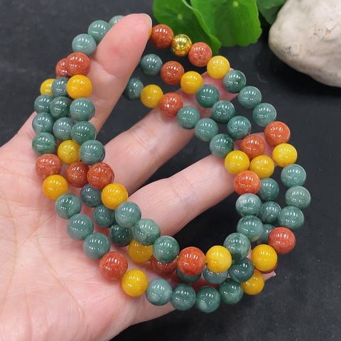 古玩玉器天然翡翠珠串真品鑒賞圖