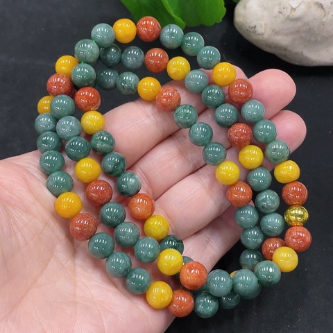 古玩玉器天然翡翠珠串真品鑒賞圖