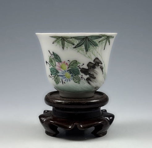 古玩陶瓷【精品推薦】民國.粉彩竹石圖茶杯拍賣，當前價格550元