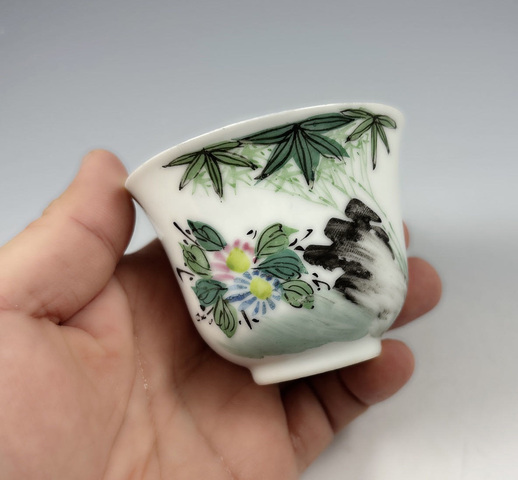 古玩陶瓷【精品推薦】民國.粉彩竹石圖茶杯拍賣，當前價格550元