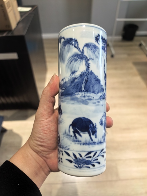 古玩陶瓷清晚·青花十二生肖紋香筒拍賣，當前價格9999元