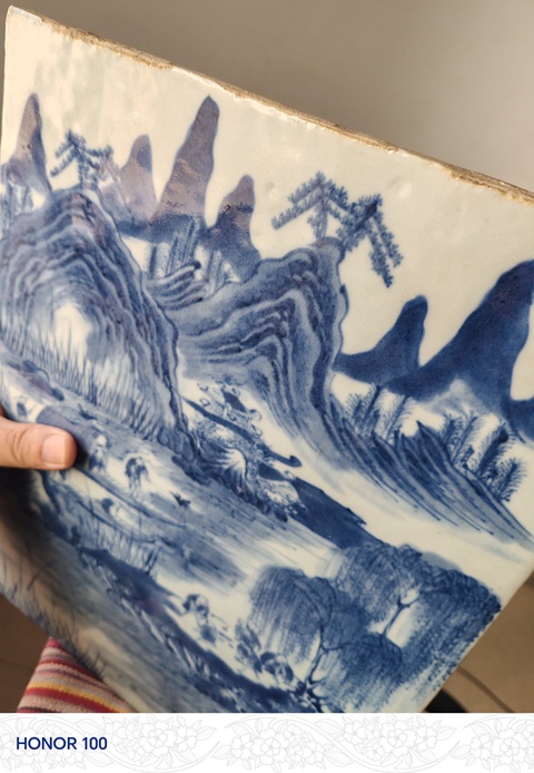 古玩陶瓷漁家樂青花瓷板畫真品鑒賞圖