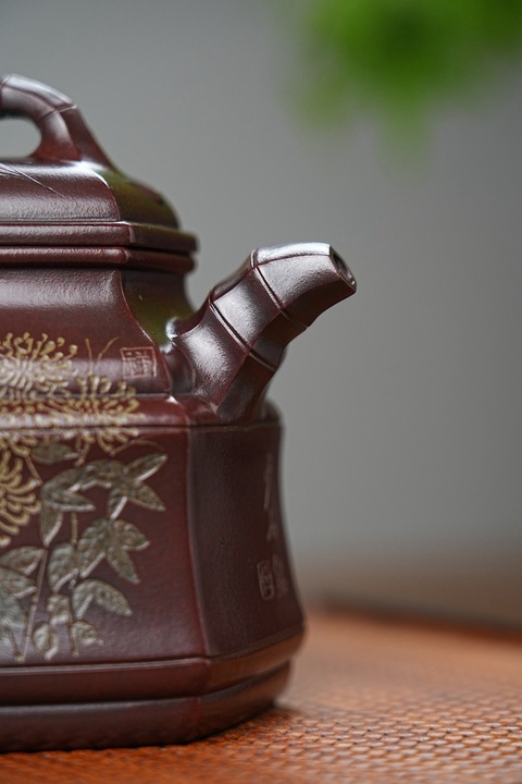 古玩雜項六方竹鼎壺【全手工】紫砂名家任淦庭傳人真品鑒賞圖