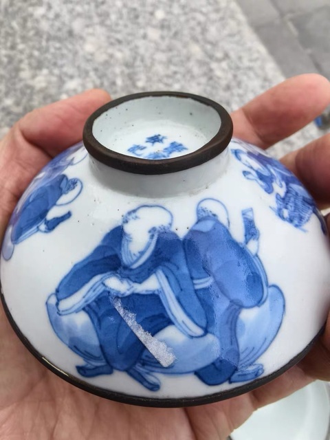古玩陶瓷青花蓋碗真品鑒賞圖