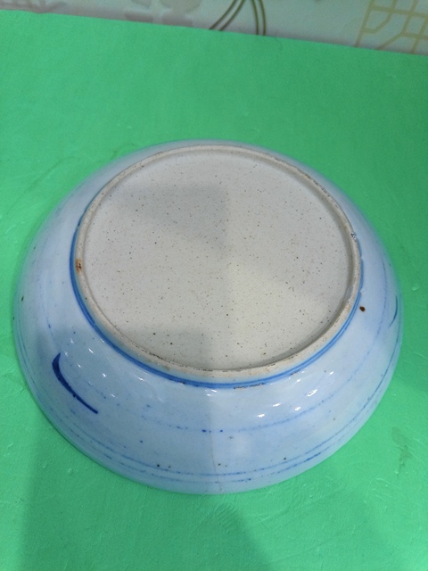 古玩陶瓷太陽花間篆書福字吉語紋青花盤真品鑒賞圖