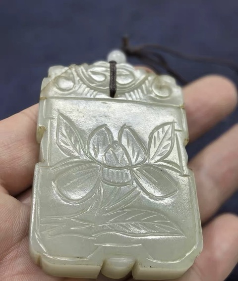 古玩玉器清代花草牌真品鑒賞圖