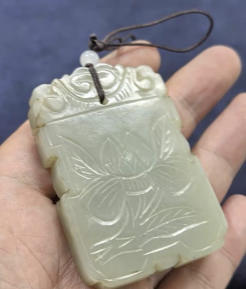 古玩玉器清代花草牌真品鑒賞圖