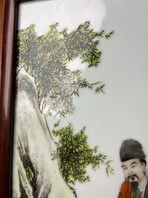 古玩陶瓷70.80年代·粉彩貂蟬拜月紋瓷板拍賣，當前價格9000元