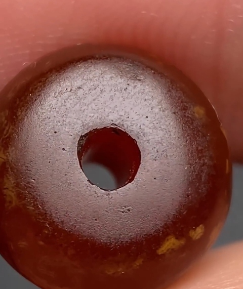 古玩玉器紅瑪瑙珠真品鑒賞圖