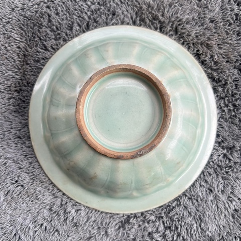 古玩陶瓷龍泉窯連年有余青釉洗真品鑒賞圖