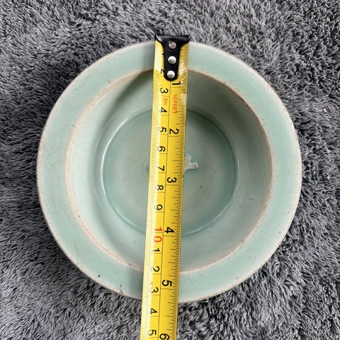 古玩陶瓷龍泉窯連年有余青釉洗真品鑒賞圖