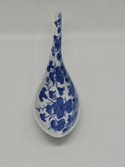 古玩陶瓷青花滿池嬌紋湯勺真品鑒賞圖