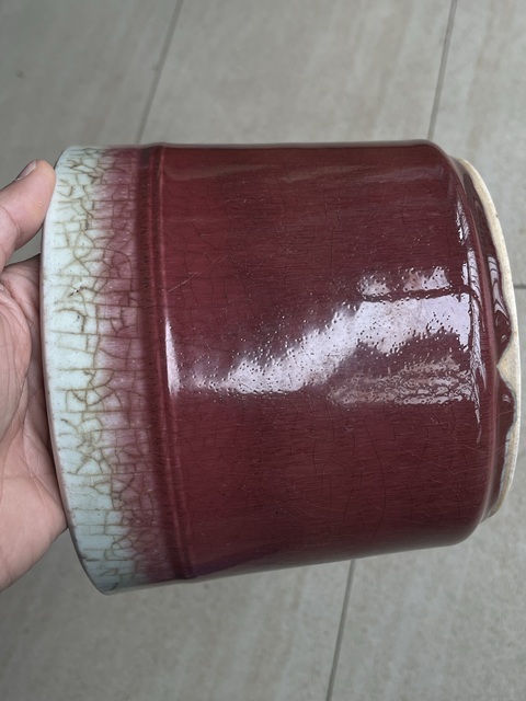 古玩陶瓷郎紅釉直筒爐真品鑒賞圖