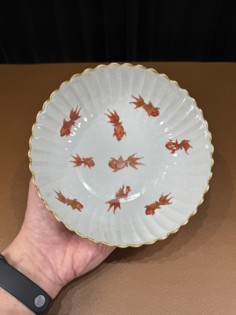 古玩陶瓷清道光 粉彩蟲草紋瓜棱碗真品鑒賞圖