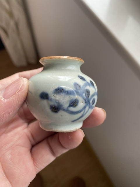 古玩陶瓷順治青花石榴尊真品鑒賞圖