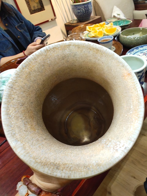 古玩陶瓷虎皮三彩撇口瓶真品鑒賞圖