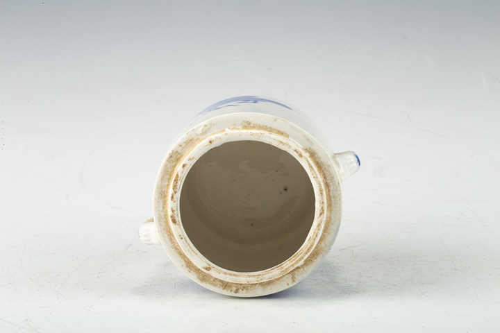 古玩陶瓷民國·青花山水紋雙系蓋盅真品鑒賞圖