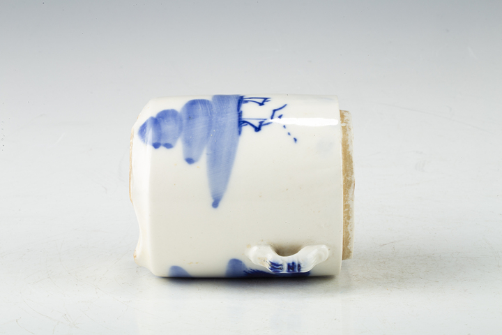 古玩陶瓷民國·青花山水紋雙系蓋盅真品鑒賞圖