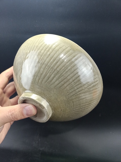 古玩陶瓷【館藏級精品】宋代 同安窯珠光青瓷斗笠碗【頂級秘色釉】【收藏價值極高】拍賣，當前價格0元