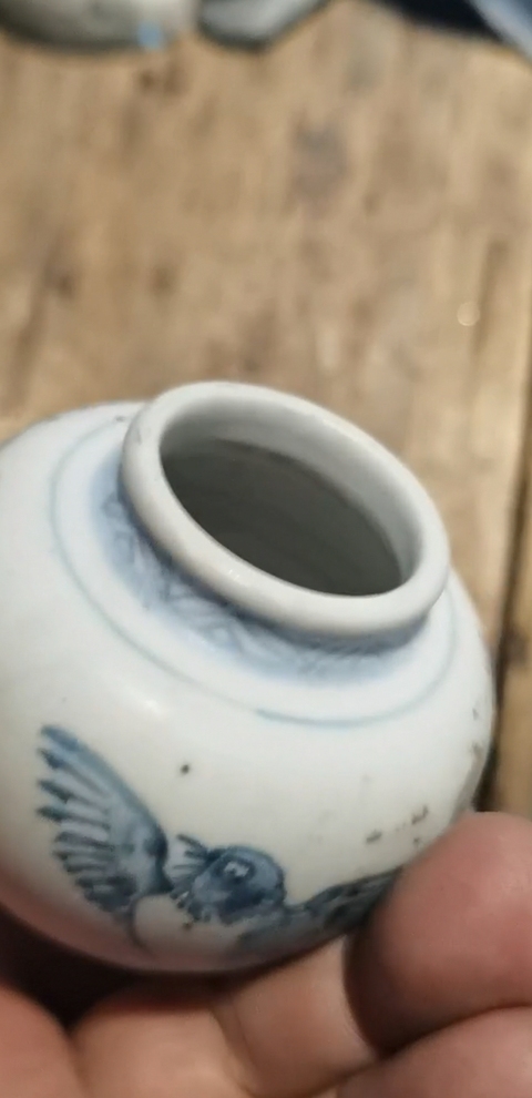 古玩陶瓷安南窯青花花鳥紋罐真品鑒賞圖