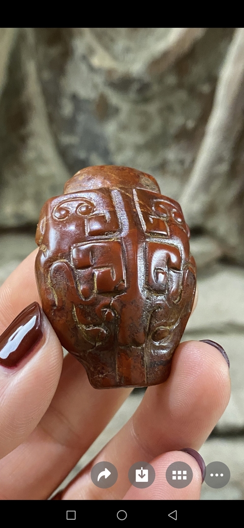 古玩雜項 現代南紅瑪瑙雕仿古工藝掛飾真品鑒賞圖